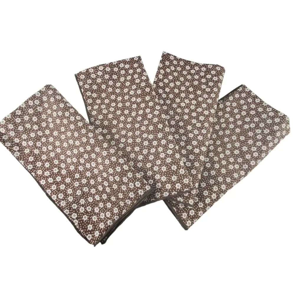 Vintage Brown Floral Cloth Napkins Cottagecore Prairiecore Farmhouse Fabric